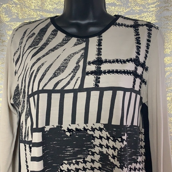 Zara W/B Collection Black/Beige Contrast Top T-Shirt Size S - Picture 5 of 13